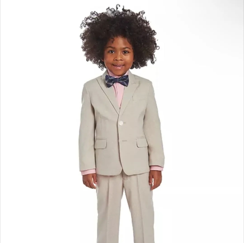 Calvin Klein Beige Suit with White Buttons